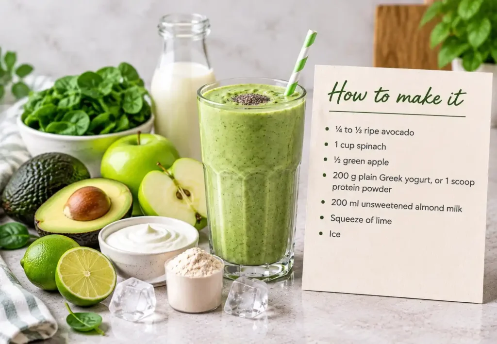 Avocado spinach protein smoothie