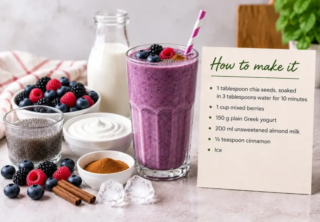 Chia berry yogurt smoothie